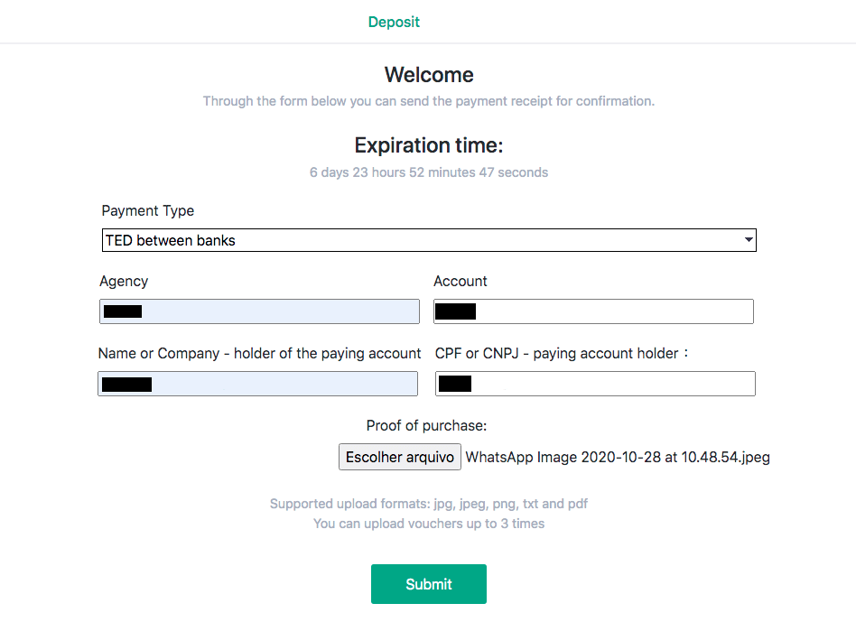 Diposita fons a Binomo a través de la banca per Internet del Brasil (Bank Transer, Paylivre, Loterica, Itau, Boleto Rapido) i carteres electròniques (Picpay, Astropay, Banco do Brasil, Santander, Bradesco, Neteller, Skrill, WebMoney, Advcash)