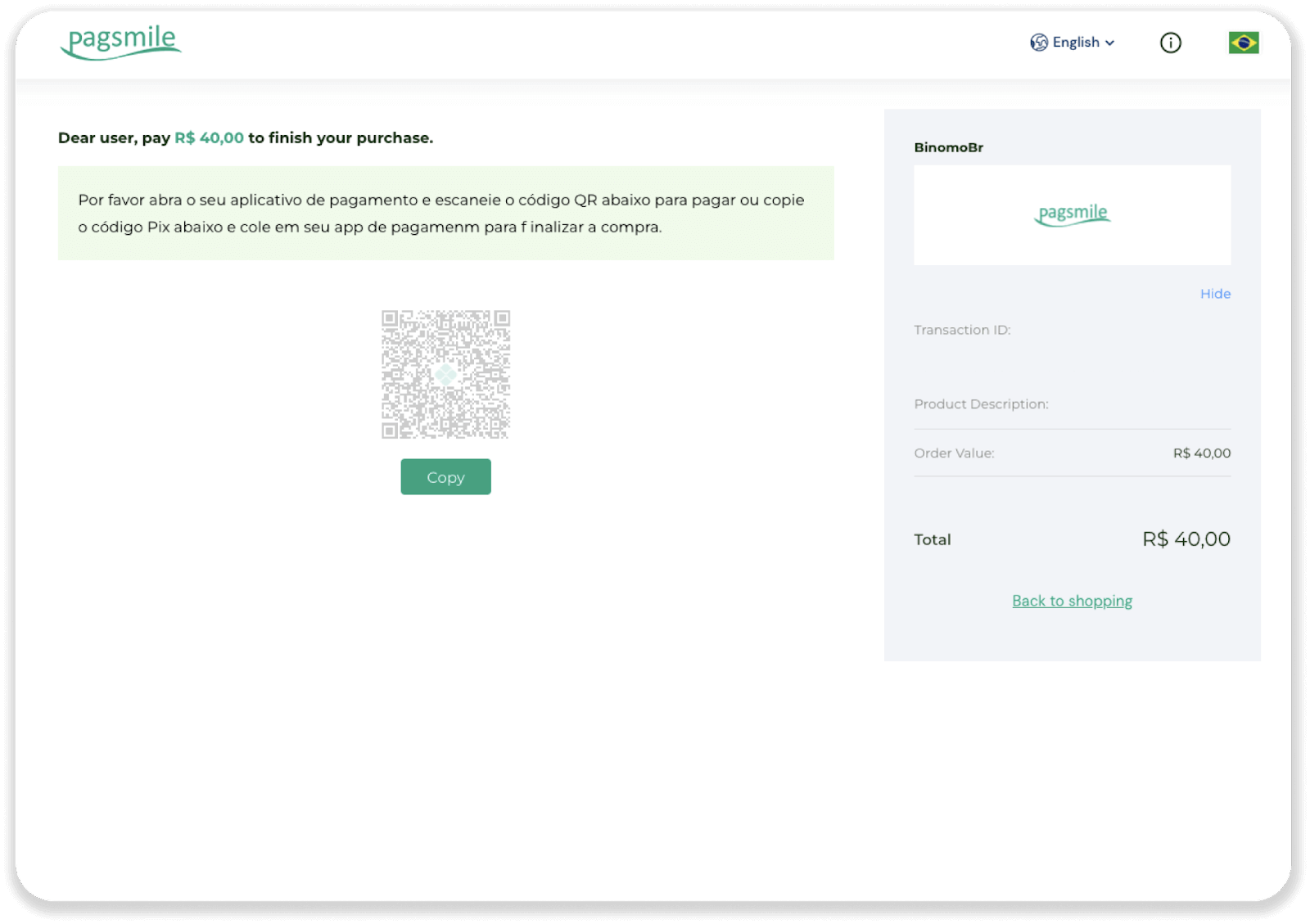 Diposita fons a Binomo a través de la banca per Internet del Brasil (Bank Transer, Paylivre, Loterica, Itau, Boleto Rapido) i carteres electròniques (Picpay, Astropay, Banco do Brasil, Santander, Bradesco, Neteller, Skrill, WebMoney, Advcash)