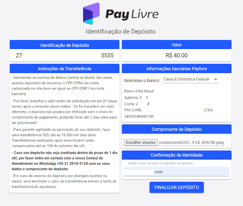 Sett inn penger på Binomo via nettbank i Brasil (Bank Transer, Paylivre, Loterica, Itau, Boleto Rapido) og e-lommebøker (Picpay, Astropay, Banco do Brasil, Santander, Bradesco, Neteller, Skrill, WebMoney, Advcash)