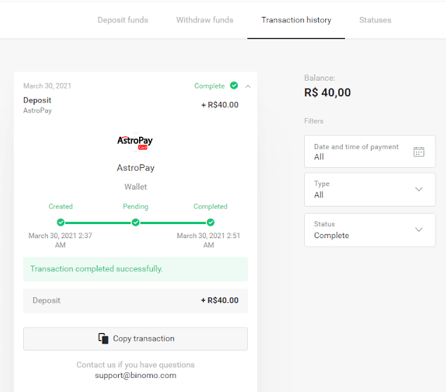 Deposit dana di Binomo melalui e-wallet (WebMoney WMZ, Picpay, Neteller, Astropay, Cash U, Skrill, Adv Cash, Card Astropay, Perfect Money) Deposit dana di Binomo melalui e-wallet (WebMoney WMZ, Picpay, Neteller, Astropay, Cash U, Skrill, Adv Cash, Card Astropay, Perfect Money)