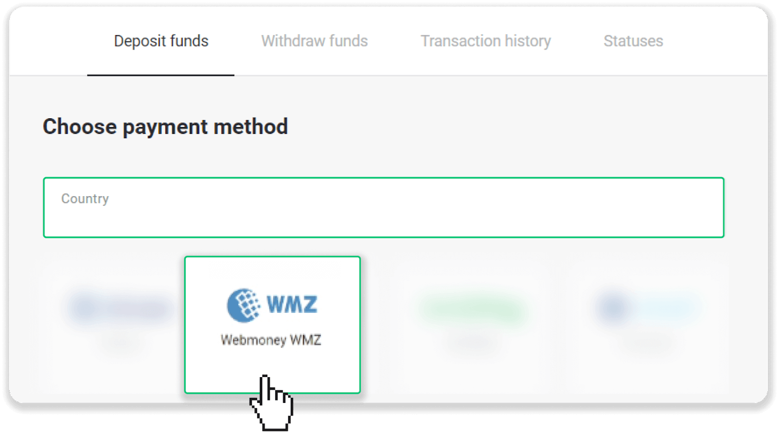 Zahlen Sie Geld über E-Wallets auf Binomo ein (Webmoney WMZ, Picpay, Neteller, Astropay, Cash U, Skrill, ADV Cash, AstroPay Card, Perfect Money)