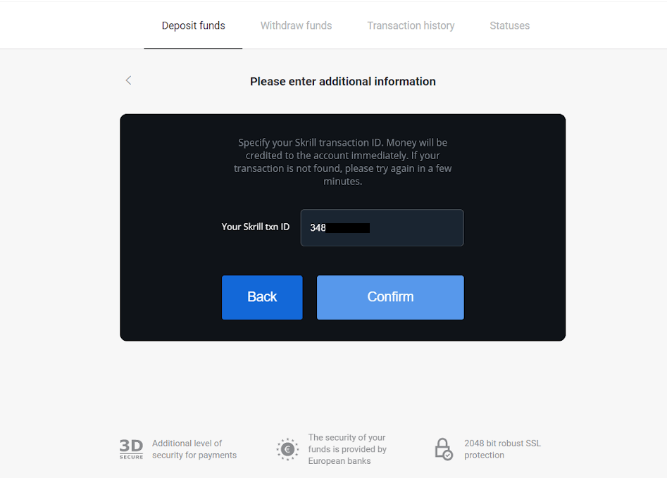 Zahlen Sie Geld über E-Wallets auf Binomo ein (Webmoney WMZ, Picpay, Neteller, Astropay, Cash U, Skrill, ADV Cash, AstroPay Card, Perfect Money)