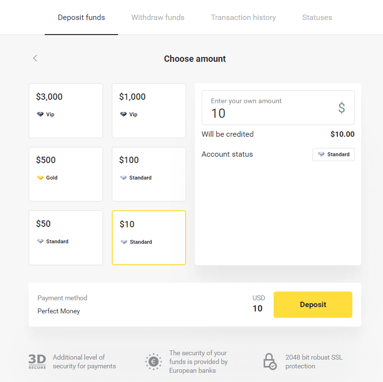 Zahlen Sie Geld über E-Wallets auf Binomo ein (Webmoney WMZ, Picpay, Neteller, Astropay, Cash U, Skrill, ADV Cash, AstroPay Card, Perfect Money)