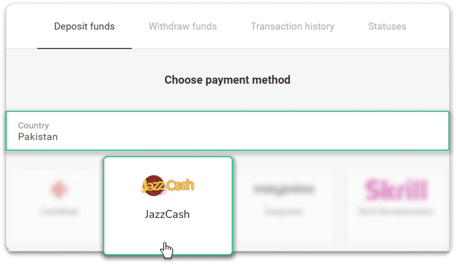Deposit Funds on Binomo via Pakistan Internet Banking (Bank Transfer, Payment Agent) and E-wallets (CashMaal, JazzCash, Easypaisa, Mobile wallets, Raast, Perfect Money) Deposit Funds on Binomo via Pakistan Internet Banking (Bank Transfer, Payment Agent) and E-wallets (CashMaal, JazzCash, Easypaisa, Mobile wallets, Raast, Perfect Money)