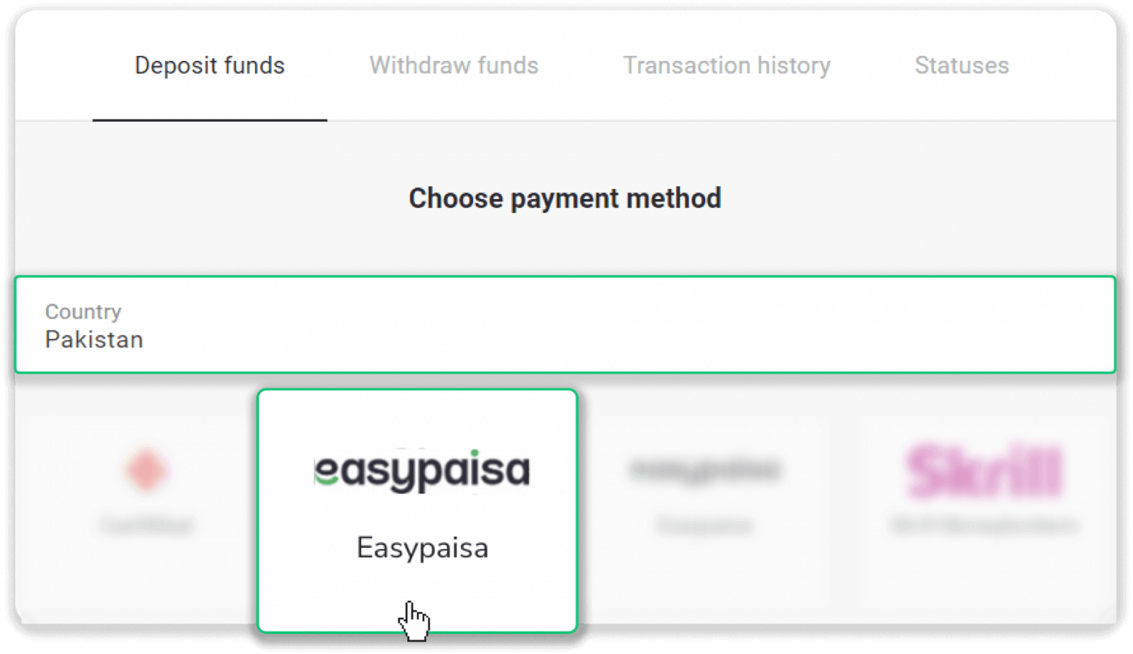 Deposit Funds on Binomo via Pakistan Internet Banking (Bank Transfer, Payment Agent) and E-wallets (CashMaal, JazzCash, Easypaisa, Mobile wallets, Raast, Perfect Money) Deposit Funds on Binomo via Pakistan Internet Banking (Bank Transfer, Payment Agent) and E-wallets (CashMaal, JazzCash, Easypaisa, Mobile wallets, Raast, Perfect Money)