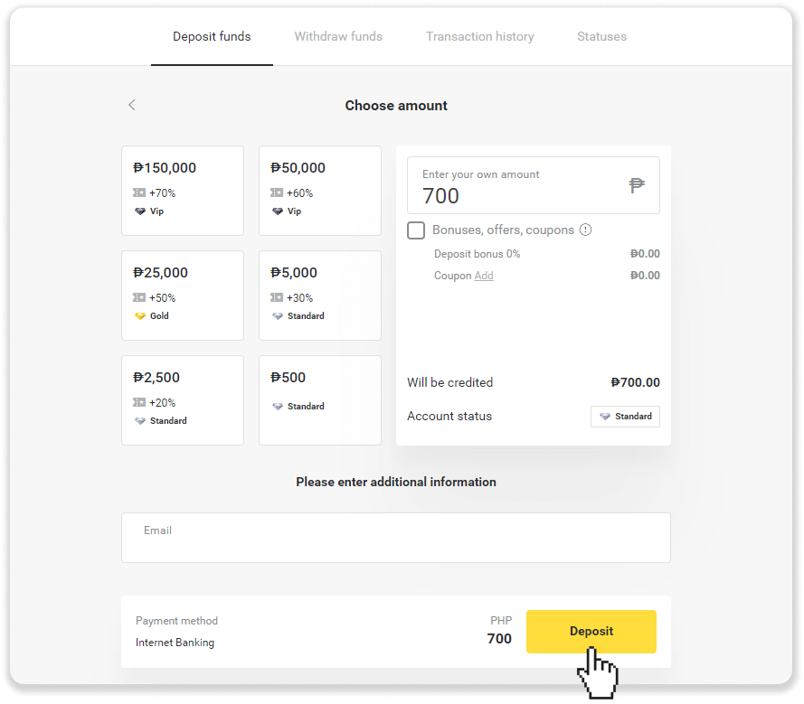 Deposit Funds on Binomo via Philippines Bank Transfer (BDO Internet Banking) and E-wallets (GCash, GrabPay, Paymaya, Coins.ph, AstroPay, Webmoney WMZ, Advcash, Perfect Money) Deposit Funds on Binomo via Philippines Bank Transfer (BDO Internet Banking) and E-wallets (GCash, GrabPay, Paymaya, Coins.ph, AstroPay, Webmoney WMZ, Advcash, Perfect Money)
