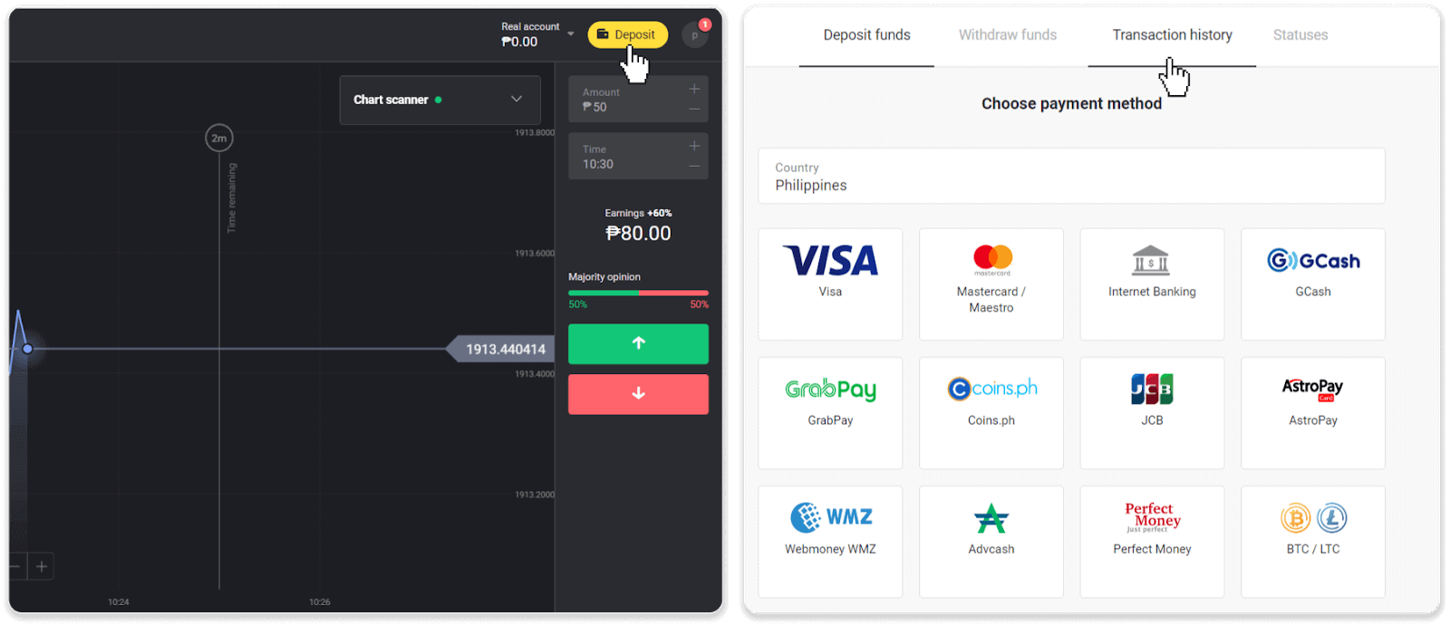 Deposit Funds on Binomo via Philippines Bank Transfer (BDO Internet Banking) and E-wallets (GCash, GrabPay, Paymaya, Coins.ph, AstroPay, Webmoney WMZ, Advcash, Perfect Money) Deposit Funds on Binomo via Philippines Bank Transfer (BDO Internet Banking) and E-wallets (GCash, GrabPay, Paymaya, Coins.ph, AstroPay, Webmoney WMZ, Advcash, Perfect Money)