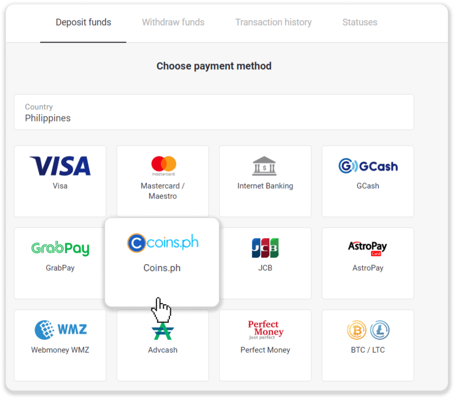 Deposit Funds on Binomo via Philippines Bank Transfer (BDO Internet Banking) and E-wallets (GCash, GrabPay, Paymaya, Coins.ph, AstroPay, Webmoney WMZ, Advcash, Perfect Money) Deposit Funds on Binomo via Philippines Bank Transfer (BDO Internet Banking) and E-wallets (GCash, GrabPay, Paymaya, Coins.ph, AstroPay, Webmoney WMZ, Advcash, Perfect Money)