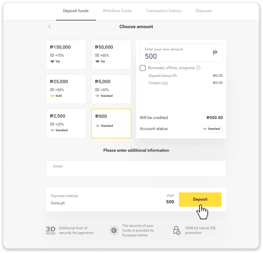 Deposit Funds on Binomo via Philippines Bank Transfer (BDO Internet Banking) and E-wallets (GCash, GrabPay, Paymaya, Coins.ph, AstroPay, Webmoney WMZ, Advcash, Perfect Money) Deposit Funds on Binomo via Philippines Bank Transfer (BDO Internet Banking) and E-wallets (GCash, GrabPay, Paymaya, Coins.ph, AstroPay, Webmoney WMZ, Advcash, Perfect Money)