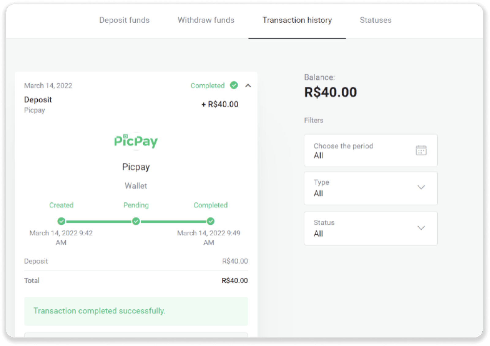 ฝากเงินผ่านการโอนเงินผ่านธนาคาร (Itau, PicPay, Loterica, Boleto Rapido ,Paylivre, Pagsmile, Bradesco, Santander) บน Binomo ฝากเงินผ่านการโอนเงินผ่านธนาคาร (Itau, PicPay, Loterica, Boleto Rapido ,Paylivre, Pagsmile, Bradesco, Santander) บน Binomo
