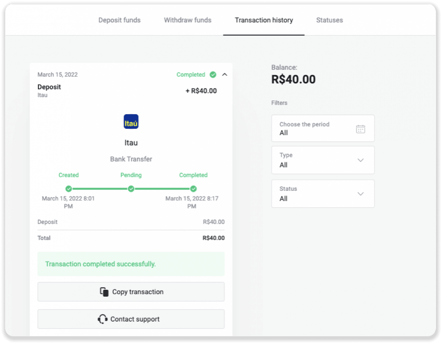 Sett inn midler via bankoverføring (Itau, PicPay, Loterica, Boleto Rapido, Paylivre, Pagsmile, Bradesco, Santander) på Binomo Sett inn midler via bankoverføring (Itau, PicPay, Loterica, Boleto Rapido, Paylivre, Pagsmile, Bradesco, Santander) på Binomo
