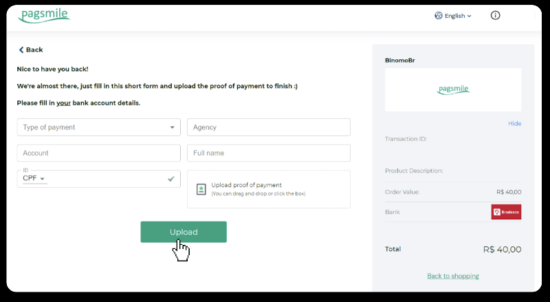 Sett inn midler via bankoverføring (Itau, PicPay, Loterica, Boleto Rapido, Paylivre, Pagsmile, Bradesco, Santander) på Binomo Sett inn midler via bankoverføring (Itau, PicPay, Loterica, Boleto Rapido, Paylivre, Pagsmile, Bradesco, Santander) på Binomo
