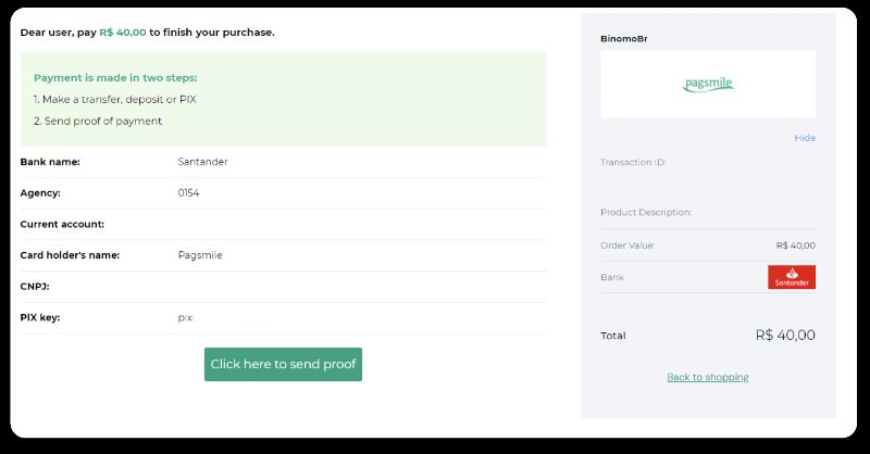 Sett inn midler via bankoverføring (Itau, PicPay, Loterica, Boleto Rapido, Paylivre, Pagsmile, Bradesco, Santander) på Binomo Sett inn midler via bankoverføring (Itau, PicPay, Loterica, Boleto Rapido, Paylivre, Pagsmile, Bradesco, Santander) på Binomo