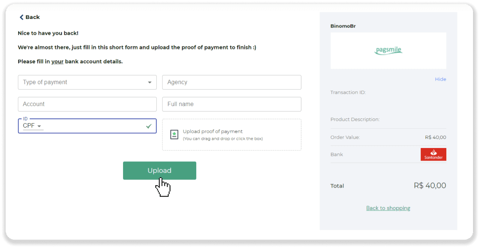 So melden Sie sich an und zahlen Geld bei Binomo ein