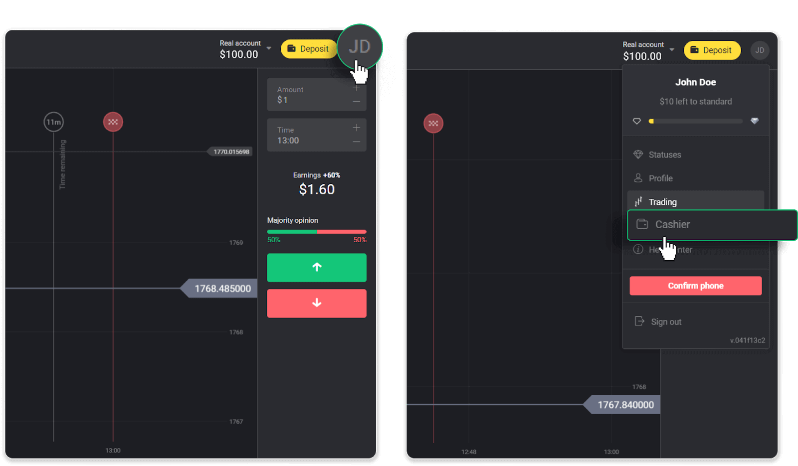 Ako vybrať prostriedky z Binomo do mojej elektronickej peňaženky (Payfix, Webmoney WMZ, Tpaga, Perfect Money, ADV cash, PayTM, Globe Pay, AstroPay, Jeton Wallet)