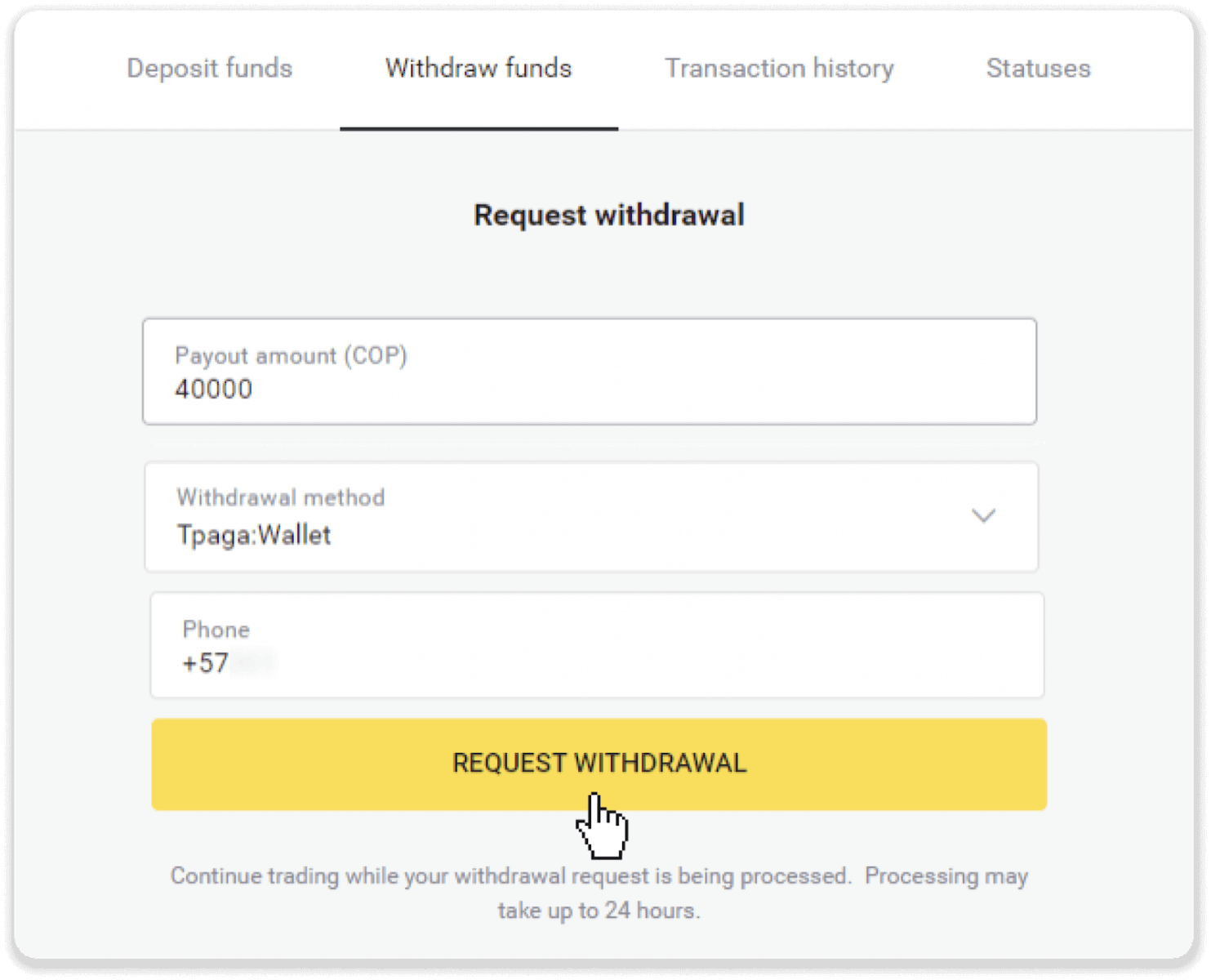 Conas Cistí a Aistarraingt ó Binomo go dtí mo E-sparán (Payfix, Webmoney WMZ, Tpaga, Perfect Money, airgead tirim ADV, PayTM, Globe Pay, AstroPay, Jeton Wallet)
