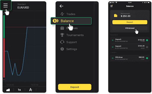 Conas Cistí a Aistarraingt ó Binomo go dtí mo E-sparán (Payfix, Webmoney WMZ, Tpaga, Perfect Money, airgead tirim ADV, PayTM, Globe Pay, AstroPay, Jeton Wallet)