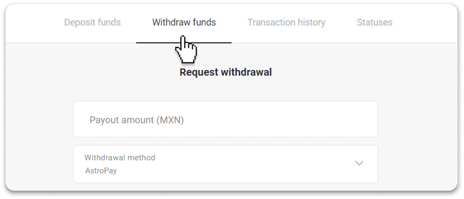 Conas Cistí a Aistarraingt ó Binomo go dtí mo E-sparán (Payfix, Webmoney WMZ, Tpaga, Perfect Money, airgead tirim ADV, PayTM, Globe Pay, AstroPay, Jeton Wallet)