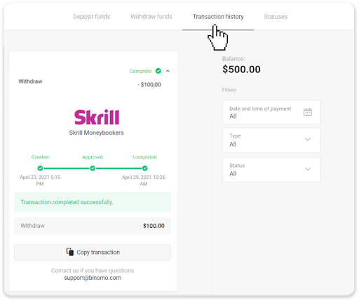 Conas Cistí a Aistarraingt ó Binomo go dtí mo E-sparán (Payfix, Webmoney WMZ, Tpaga, Perfect Money, airgead tirim ADV, PayTM, Globe Pay, AstroPay, Jeton Wallet)