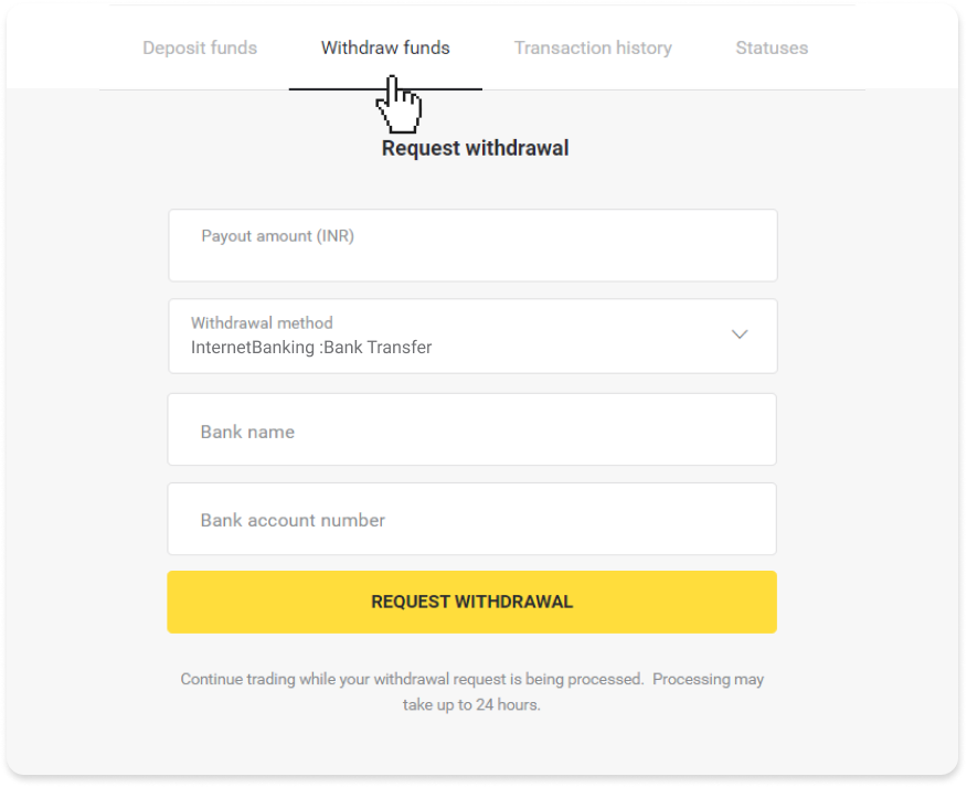 Si të tërhiqni fonde në llogarinë time bankare (transferim bankar, banking në internet, transferim bankar IMPS, transferim bankar NEFT, shkëmbyes indian, NetBanking, llogari virtuale, CEPbank, PIX) në Binomo Si të tërhiqni fonde në llogarinë time bankare (transferim bankar, banking në internet, transferim bankar IMPS, transferim bankar NEFT, shkëmbyes indian, NetBanking, llogari virtuale, CEPbank, PIX) në Binomo