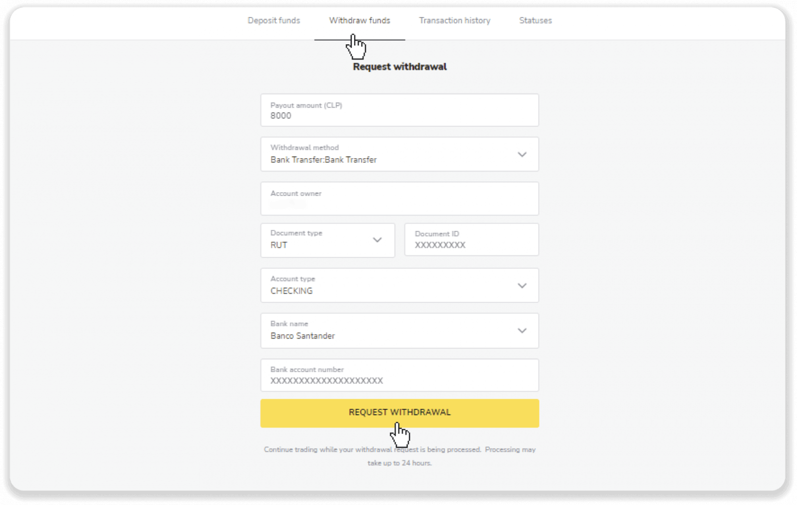 How to Withdraw Funds to my Bank Account (Bank transfer, Internet Banking, IMPS Bank Transfer, NEFT Bank Transfer, Indian Exchanger, NetBanking, Virtual Account, CEPbank, PIX) on Binomo